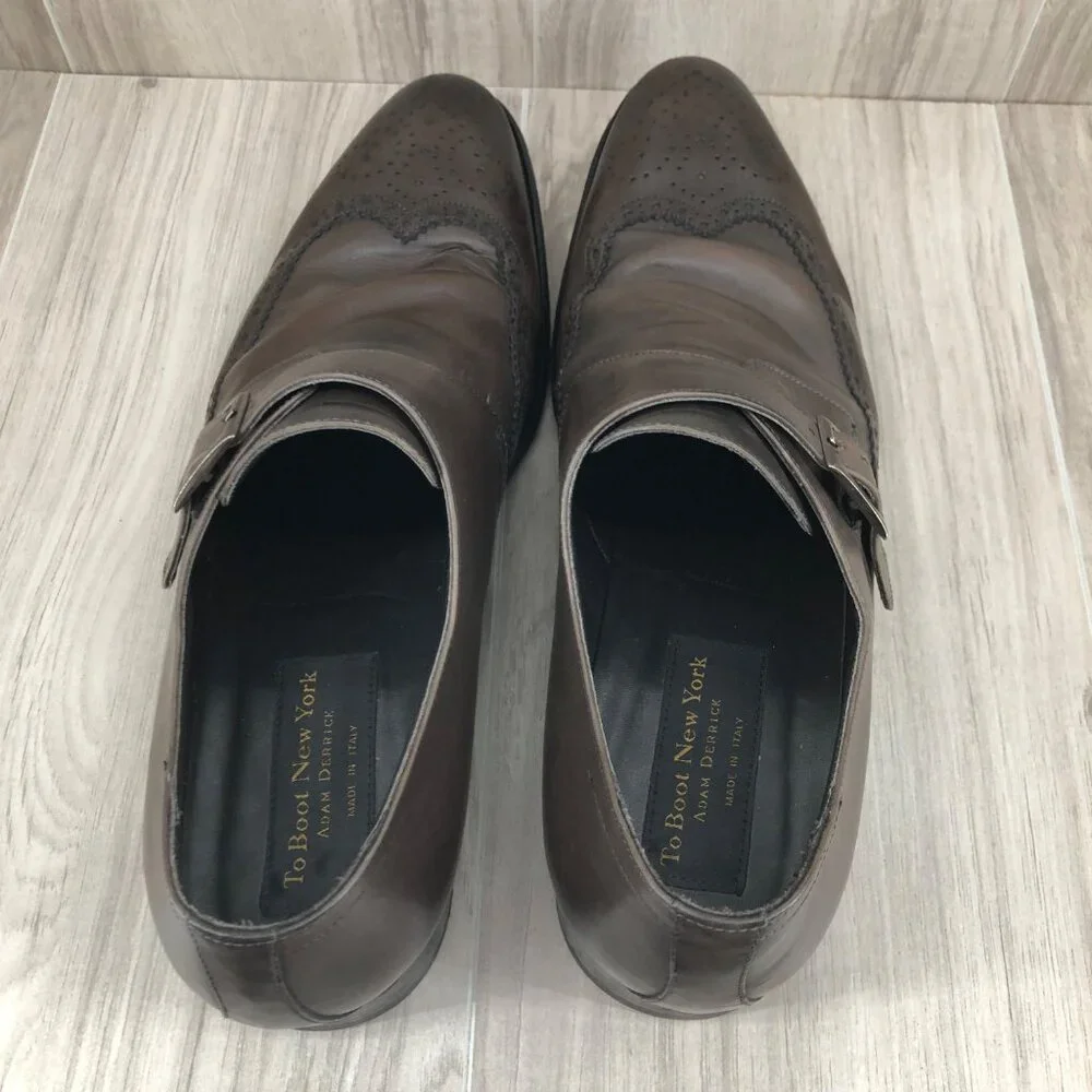 To Boot New York Monk Strap Shoes Men's Size 12 Brown Leather Single Oxfords